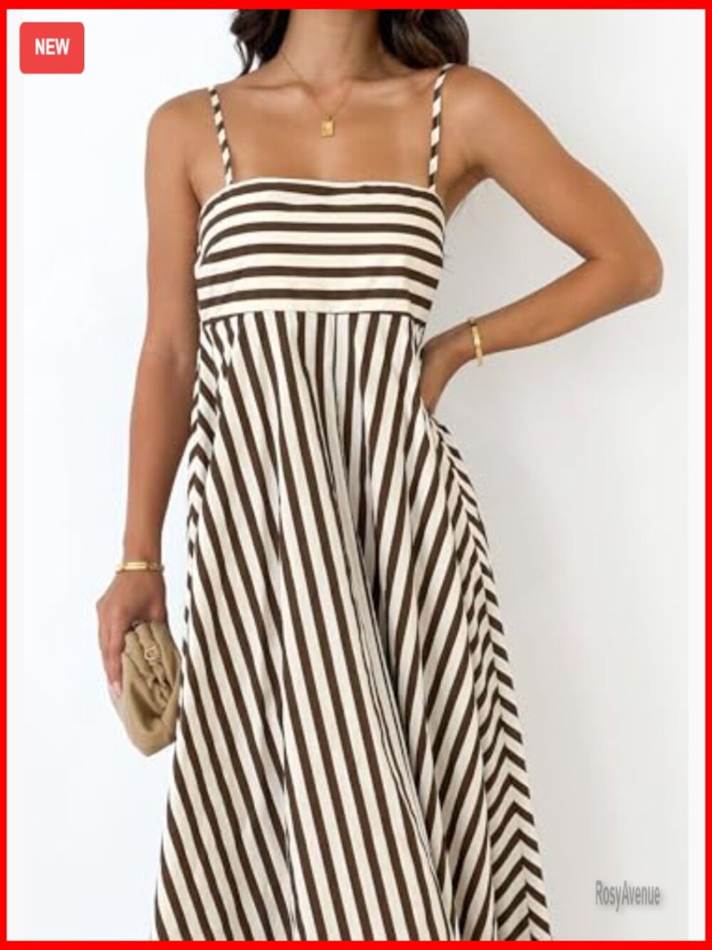 Striped Maxi Dress Smocked Backless Spaghetti Strap Boho Sundress - Picture 4 of 6